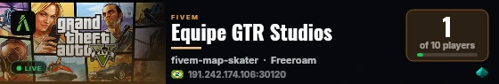 Equipe GTR Studios live status badge