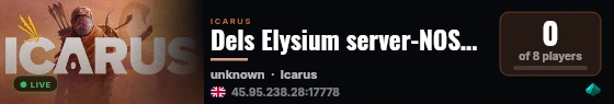 Dels Elysium server-NOSTEAM live status badge