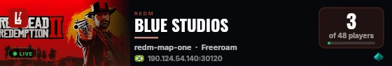 BLUE STUDIOS live status badge