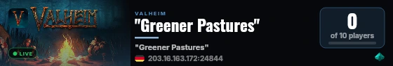 "Greener Pastures" live status badge