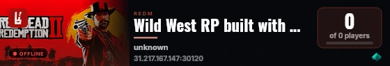 Wild West RP built with RedM Basic Server! live status badge