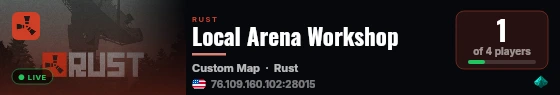 Local Arena Workshop live status badge
