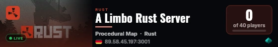 A Limbo Rust Server live status badge