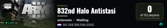 832nd Halo Antistasi live status badge