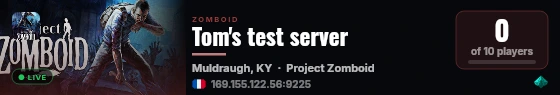 Tom's test server live status badge