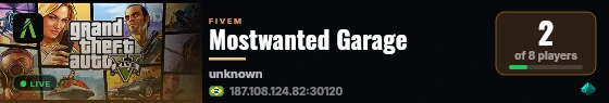 Mostwanted Garage live status badge
