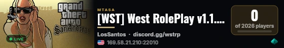 [WST] West RolePlay v1.1.2 | سيرفر ويست للحياة الواقعية live status badge