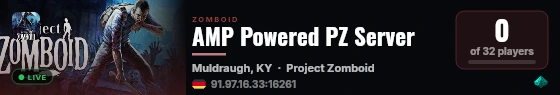 AMP Powered PZ Server live status badge