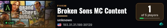 Broken Sons MC Content live status badge