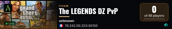 The LEGENDS DZ PvP live status badge