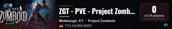 ZGT - PVE - Project Zomboid (EU) live status badge