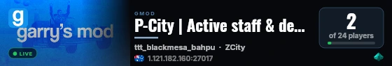 P-City | Active staff & development! | discord.gg/pgrad live status badge