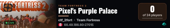 Pixel's Purple Palace live status badge