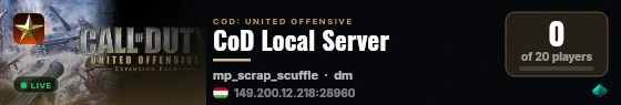 CoD Local Server live status badge
