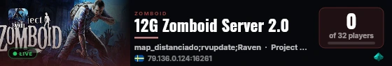 12G Zomboid Server 2.0 live status badge