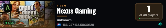Nexus Gaming live status badge