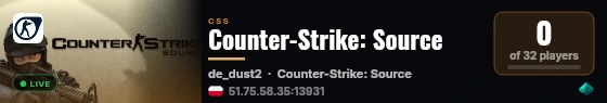 Counter-Strike: Source live status badge