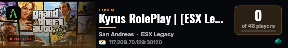 Kyrus RolePlay | [ESX Legacy] live status badge