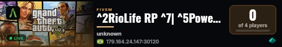^2RioLife RP ^7| ^5Powered by Qbox live status badge