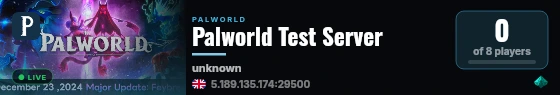Palworld Test Server live status badge