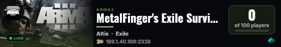MetalFinger's Exile Survival Server live status badge