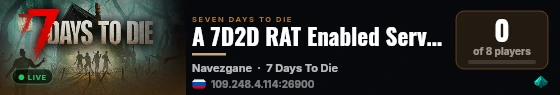 A 7D2D RAT Enabled Server live status badge