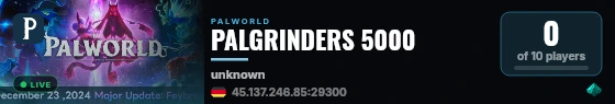 PALGRINDERS 5000 live status badge