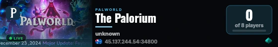 The Palorium live status badge