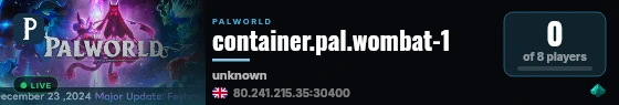 container.pal.wombat-1 live status badge