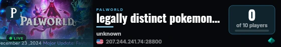 legally distinct pokemon-like game server live status badge