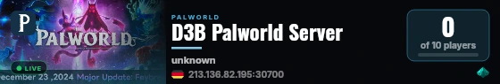 D3B Palworld Server live status badge