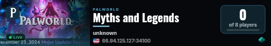 Myths and Legends live status badge