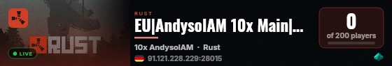 EU|AndysolAM 10x Main|No BPs|PVP|Shop|Loot+|Kits|Raid+|Skins live status badge