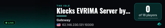 Klecks EVRIMA Server by G-Portal.com live status badge