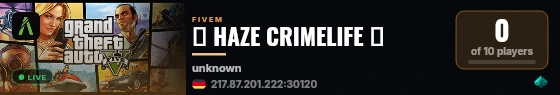 💜 HAZE CRIMELIFE 💜 live status badge