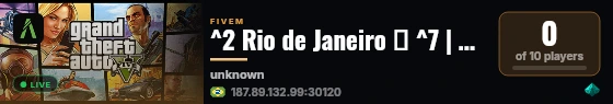 ^2 Rio de Janeiro 👻 ^7 | ✅ Base Completa e Inovadora ✅ | 🎮 https://discord.gg/a34kA8sah live status badge