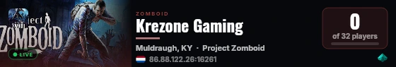 Krezone Gaming live status badge