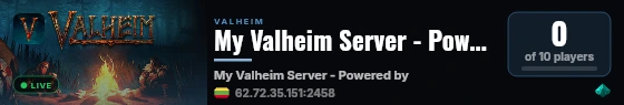 My Valheim Server - Powered by AMP live status badge