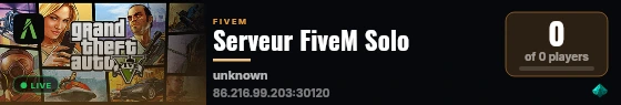 Serveur FiveM Solo live status badge