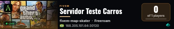 Servidor Teste Carros live status badge
