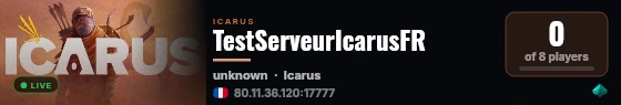 TestServeurIcarusFR live status badge