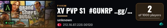 XV PVP S1  #GUNRP ..gg/xvpvp  live status badge