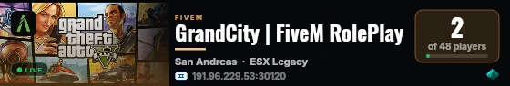 GrandCity | FiveM RolePlay live status badge