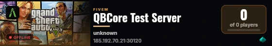 QBCore Test Server live status badge