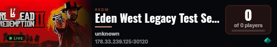 Eden West Legacy Test Server live status badge