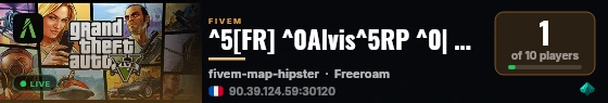 ^5[FR] ^0Alvis^5RP ^0| ^8🚧 EN DÉVELOPPEMENT 🚧 ^0| ^5Serious RP live status badge