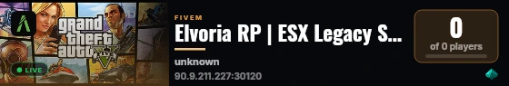 Elvoria RP | ESX Legacy Server live status badge
