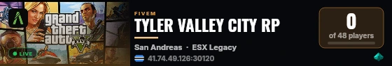 TYLER VALLEY CITY RP live status badge