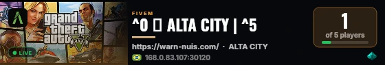 ^0 🔨 ALTA CITY | ^5 live status badge