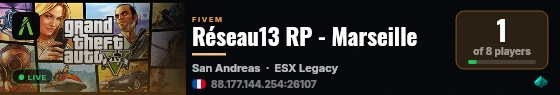 Réseau13 RP - Marseille live status badge